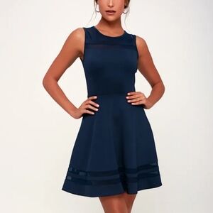 Lulu's Navy Skater Stretch Dress Size S